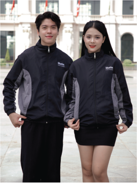 Áo Khoác Gió Thể Thao Vải Nano Trượt Nước Cao Cấp Màu Đen Phối Sườn Xám - Đồng Phục In Logo Theo Yêu Cầu
