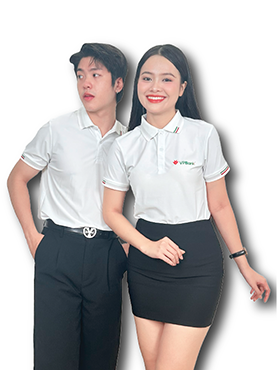 Áo Polo Monopoly đồng phục in logo ngân hàng - Đường lé phối xanh, đỏ