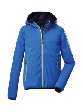 Áo khoác gió xanh dương có mũ - đồng phục doanh nghiệp in logo