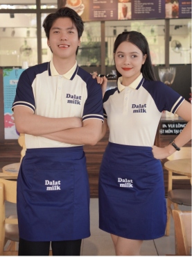 Đồng Phục Áo Polo Tay Raglan F&B Kem Phối Xanh Đen