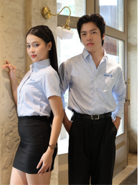 Đồng Phục Áo Sơ Mi Kẻ Sọc Xanh Thêu Logo Allianz