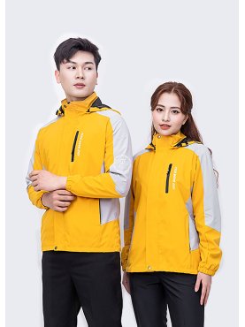 Áo khoác gió màu vàng phối xám