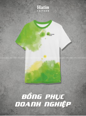 áo in nhiệt màu trắng xanh chuối