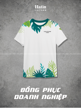 áo in nhiệt màu trắng xanh lá