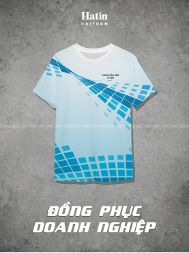 áo in nhiệt màu trắng xanh mẫu caro