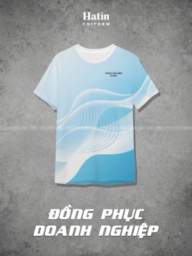 áo in nhiệt màu trắng xanh xéo