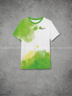 Đồng phục áo thun cổ tròn loang màu xanh lá