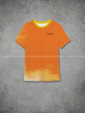 Áo thun đồng phục cổ tròn loang màu cam