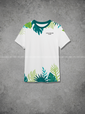 Áo thun đồng phục cổ tròn tropical màu xanh lá