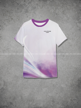 Áo thun cổ tròn đồng phục công ty phối màu tím cà