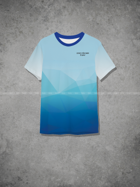 Áo thun cổ tròn đồng phục công ty phối xanh dương