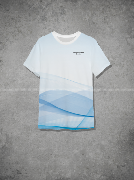 Áo thun cổ tròn đồng phục công ty phối màu xanh da trời