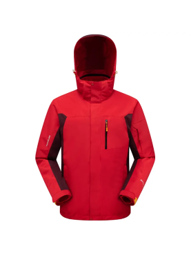 Đồng phục áo khoác gió màu đỏ phối đen có nón - áo khoác gió đồng phục