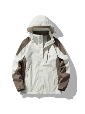 Áo khoác gió màu trắng sữa phối nâu nhạt - đồng phục áo khoác gió