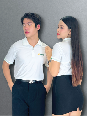 Áo polo Monopoly đồng phục in logo ngân hàng - Đường lé màu xanh