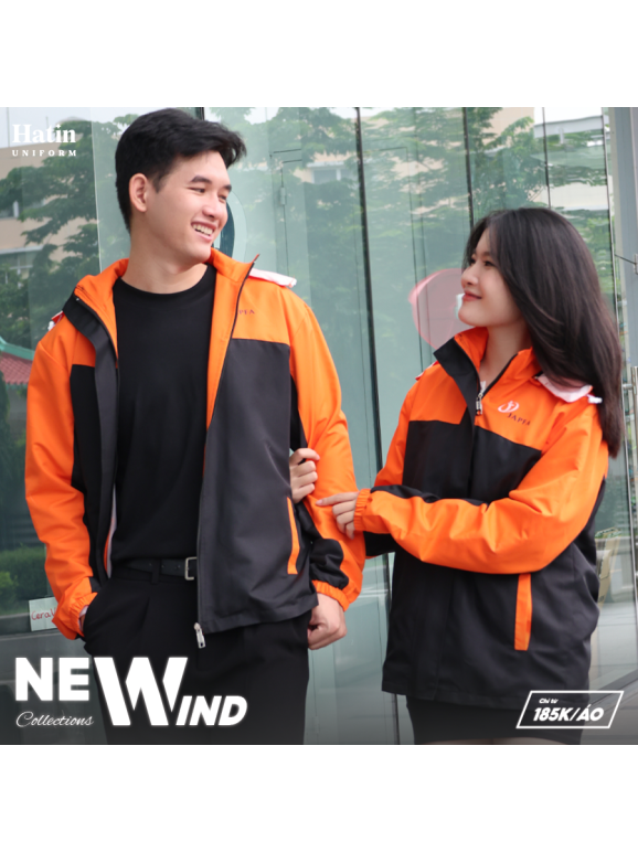 Áo Khoác Gió NEW WIND Phối Đen - Cam