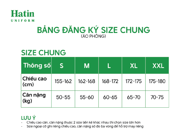 Hướng Dẫn Chọn Size Áo Theo Form Của Đồng Phục Hatin